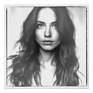 Poster Visage d'une jeune femme brune