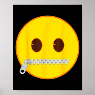 Poster Visage jaune de sourire de bouche de fermeture écl