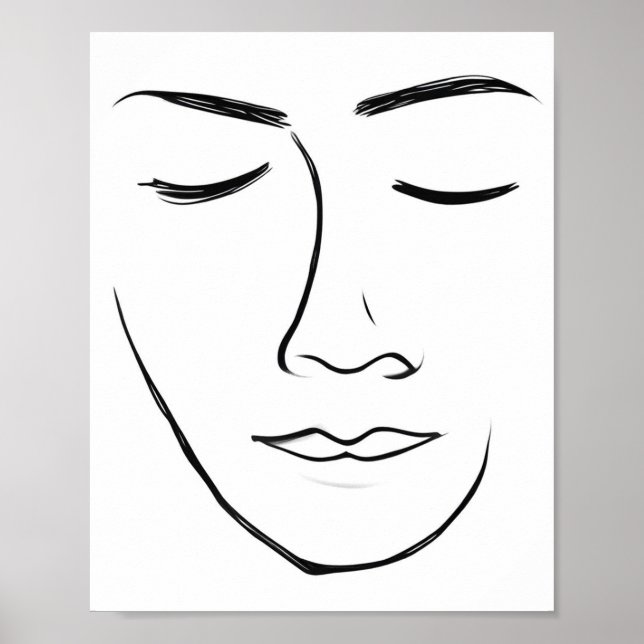 Poster Visage minimaliste d'art en ligne (Devant)