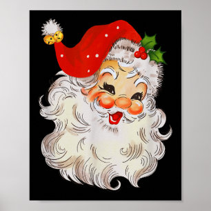 Poster Visage rétro de joyeux Père Noël vintage St. Nicol