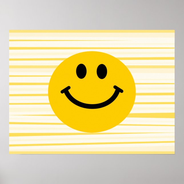Poster Visage sur rayures jaune soleil (Devant)
