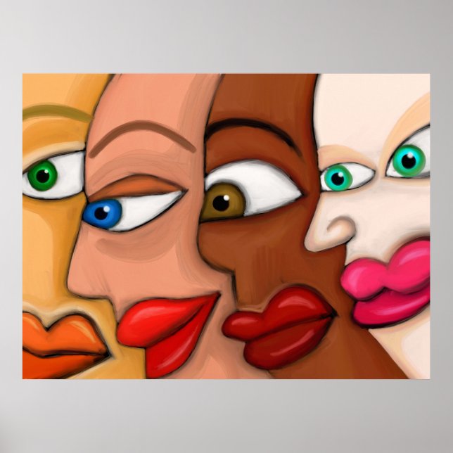 Poster Visages Abstraits (Devant)