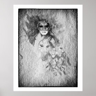 Poster Visages cachés & Au-delà du masque /Venise
