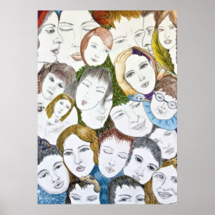 Poster Visages dans la foule
