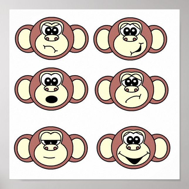 Poster Visages de singes (Devant)