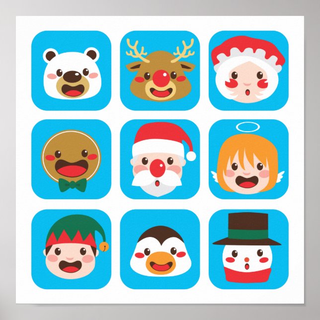 Poster Visages du personnage de Noël (Devant)