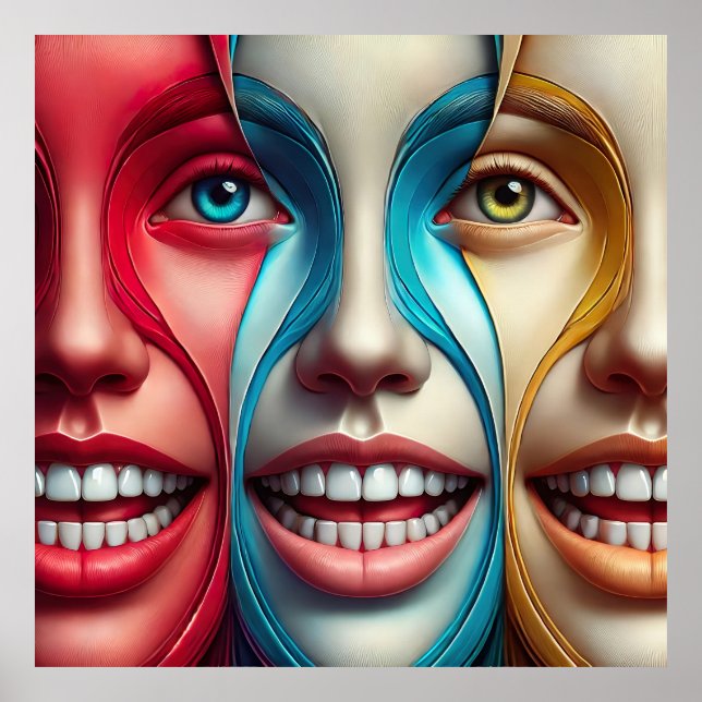Poster Visages souriants pour les cliniques dentaires et  (Devant)