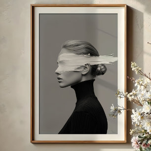 Poster Vision Abstraite : Portrait de peinture monochrome