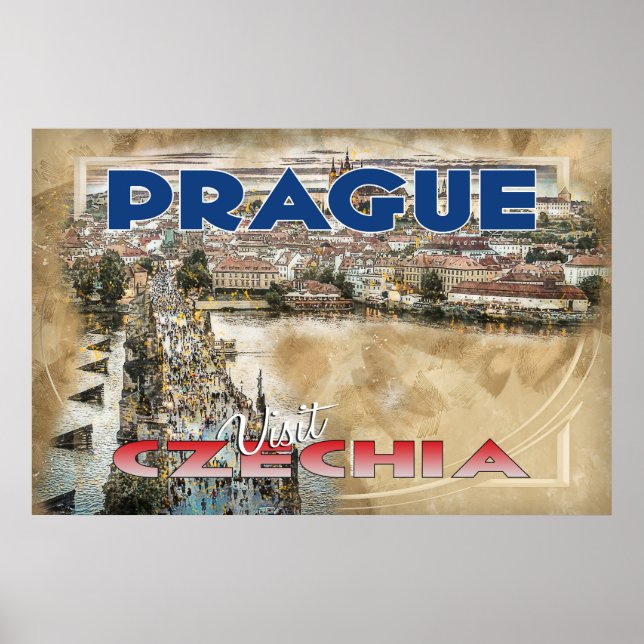 Poster Visite de Prag Czechia (Devant)