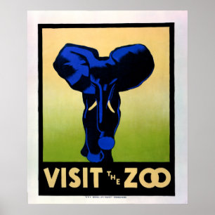 Poster Visite des années 1930 L'affiche du zoo WPA