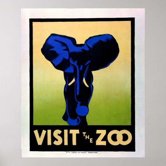 Poster Visite des années 1930 L'affiche du zoo WPA (Devant)