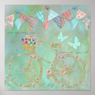 Poster Visite magique de bicyclette enchantée, art