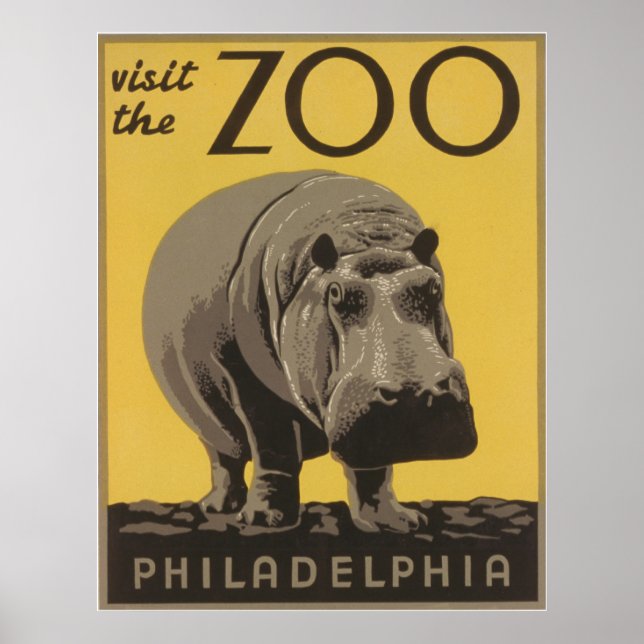 Poster Visite vintage Du Zoo Philadelphie (Devant)