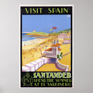 Poster Visite vintage Santander Espagne Voyage