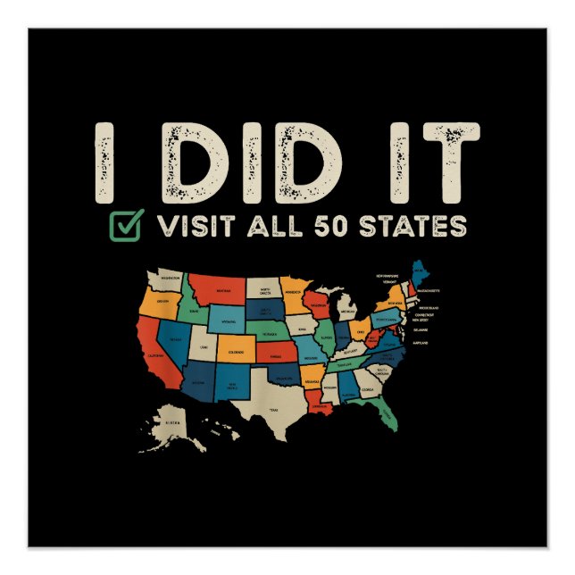 Poster Visited All 50 US States - USA Map Travel - Visit  (Devant)