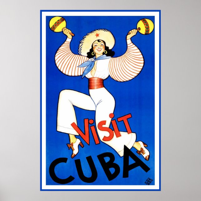 Poster Visiter Cuba Vintage voyage (Devant)