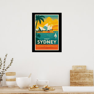 Poster Visiter Sydney - Retro Sunset Travel