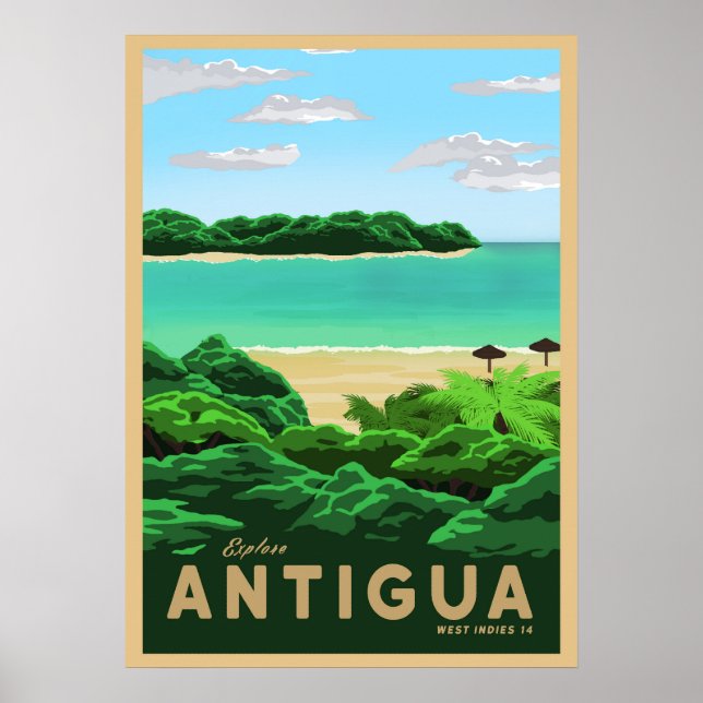 Poster Visitez Antigua (Devant)