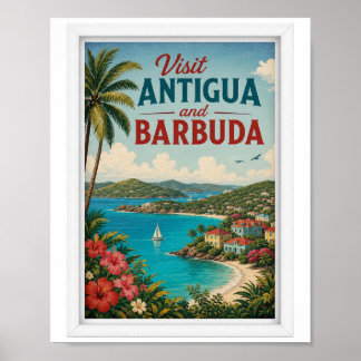 Poster Visitez Antigua-et-Barbuda Voyage Vintage