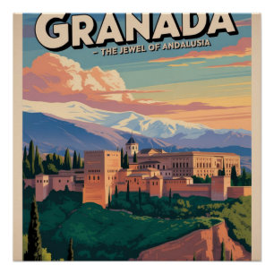 Poster Visitez Granada Vintage voyage Art