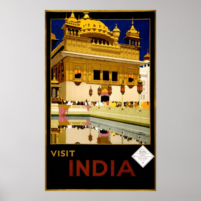 Poster Visitez India Vintage 1929 Travel (Devant)