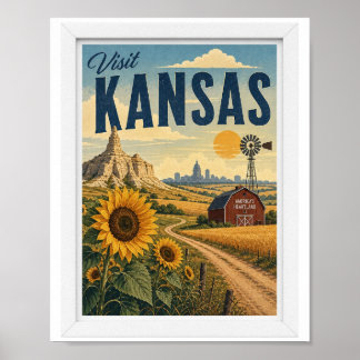 Poster Visitez Kansas Travel Vintage