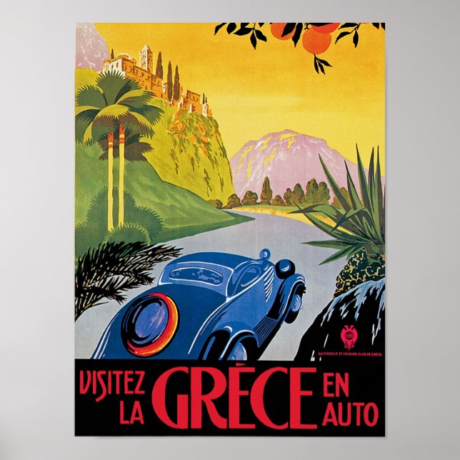 Poster Visitez La Grece en Auto (Devant)
