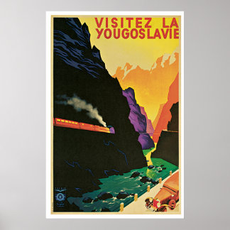 Poster Visitez la Yougoslavie Publicité Vintage voyage