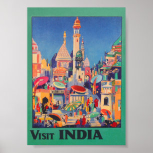 Poster Visitez l'affiche Vintage voyage indienne