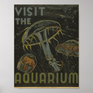 Poster Visitez l'affiche vintage WPA de l'aquarium