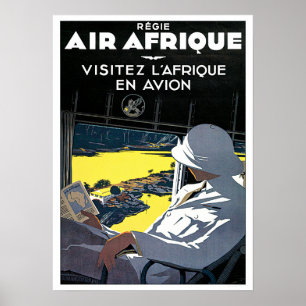 Poster Visitez l'AFRIQUE par avion Old French Airlines Tr
