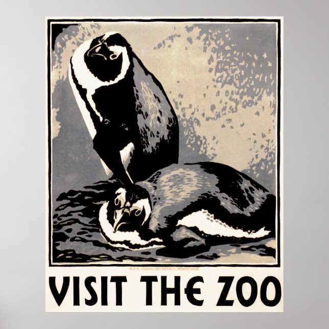 Poster Visitez le zoo - Penguin WPA (Devant)