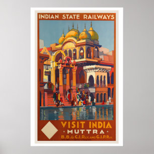 Poster Visitez les chemins de fer de l'État indien Inde V