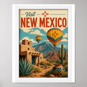 Poster Visitez Nouveau-Mexique Voyage Vintage