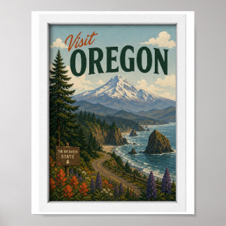 Poster Visitez Oregon Travel Vintage