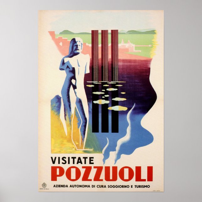 Poster VISITEZ POZZUOLI Rome Naples Italie Vintage ENIT (Devant)