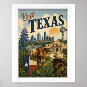 Poster Visitez Texas Voyage Vintage