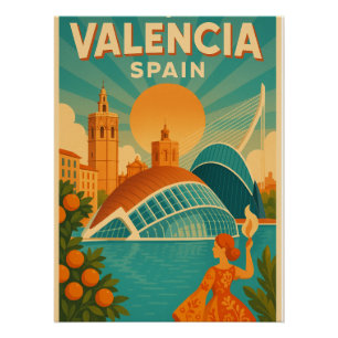 Poster Visitez Valencia, Espagne - Retro Travel 2025