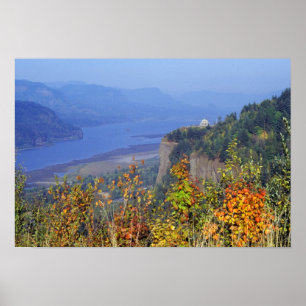 Poster Vista House, haut sur Crown Point à l'embouchure