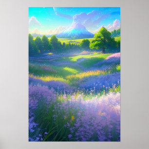 Poster Vista impressionnant, prairie verte
