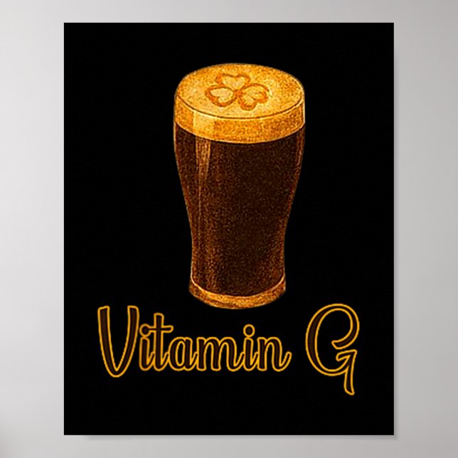 Poster Vitamin Beer Lucky Shamrock Funny Patrick’s Day Me (Devant)
