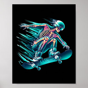 Poster Vitesse de patinage squelette Cool 