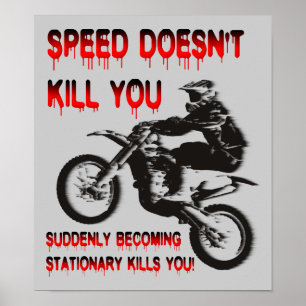 Poster Vitesse ne tue pas Funny Dirt Bike Motocross