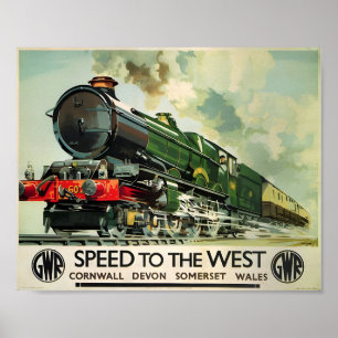 Poster Vitesse vers l'ouest - Great Western Railway