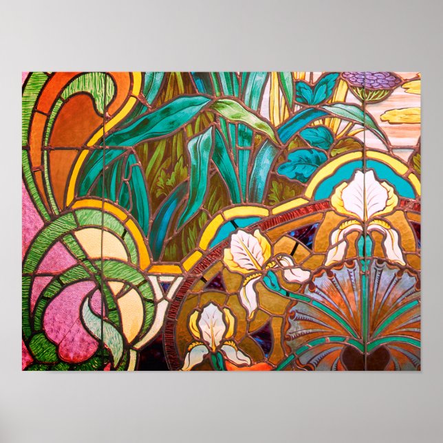 Poster Vitrail Art nouveau floral (Devant)