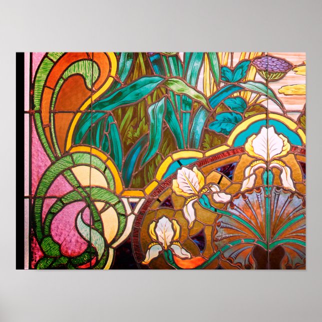 Poster Vitrail Art nouveau floral (Devant)