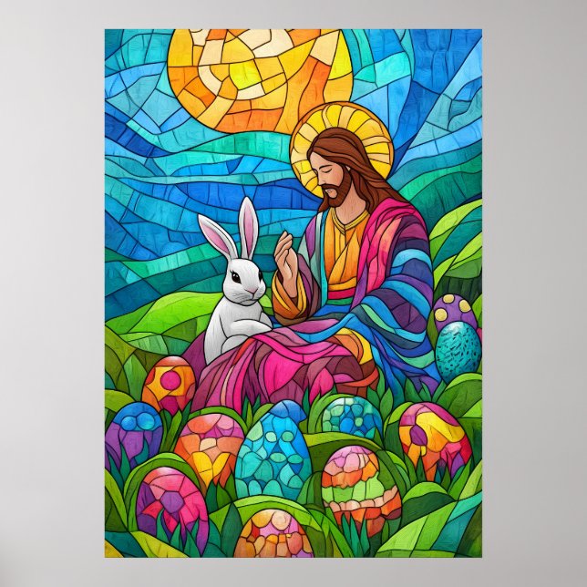 Poster Vitrail Jésus Mur de Pâques Art (Devant)