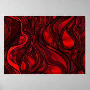 Poster Vitrail rouge Abstrait