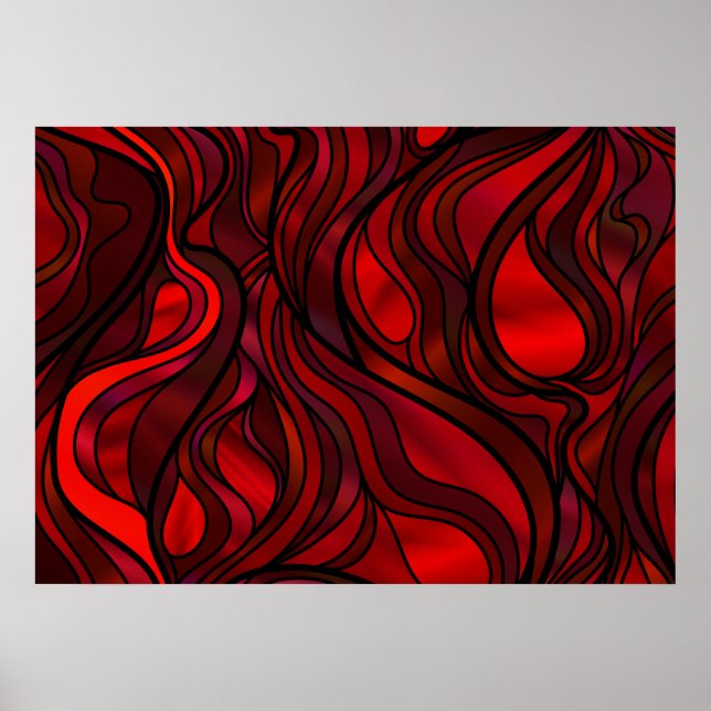 Poster Vitrail rouge Abstrait (Devant)