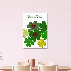 Poster Vitrée verte et blanche Bug dame Partagez un souri